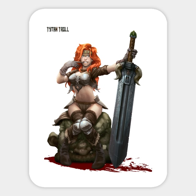 Barbarian Pinup Sticker by ShaneCook